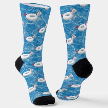 Unicorn Pool Toy  Socks by stickywicket at Zazzle