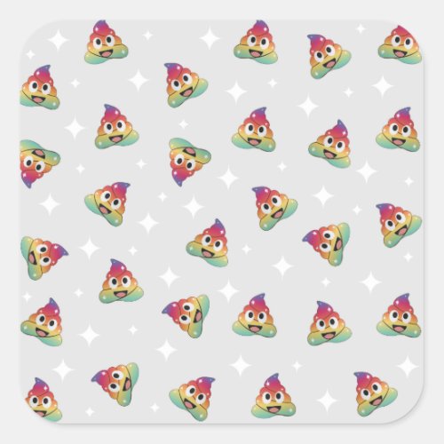 Unicorn poop colorful pattern square sticker