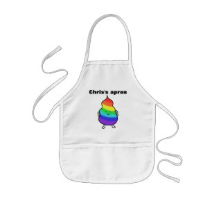 Unicorn Poop Rainbow Custom Name Apron for Kids