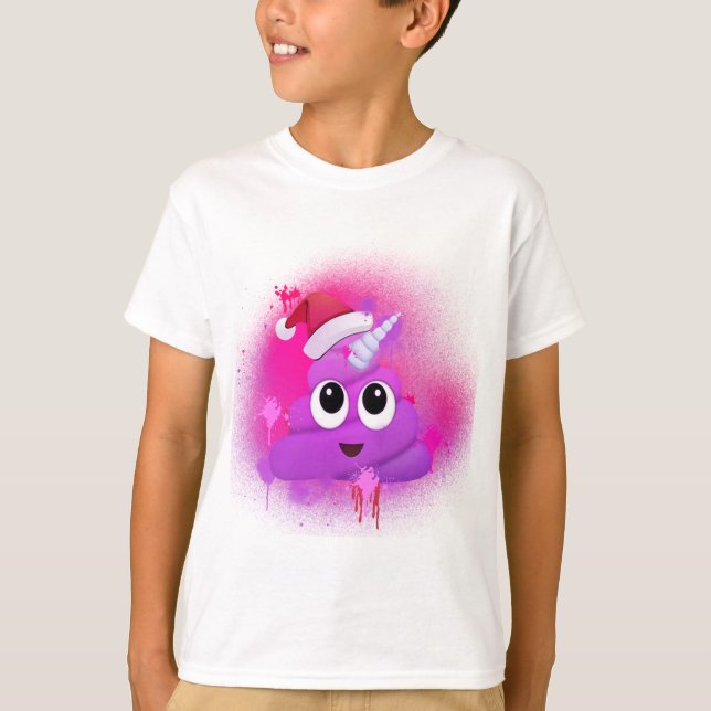 Unicorn Poop Santa Emoji Spray Paint T-Shirt (Front)