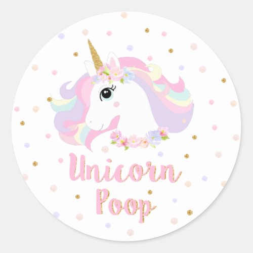 Unicorn Poop Sticker Birthday Party Favor Labels