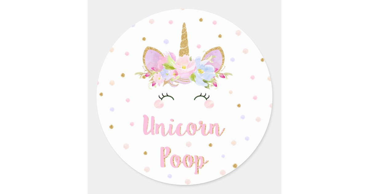 Unicorn Poop Sticker Birthday Party Favor Labels | Zazzle