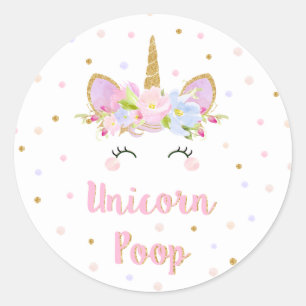 Unicorn Poop Sticker Birthday Party Favor Labels