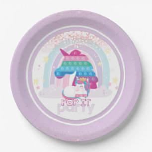 Unicorn Pop It Birthday Party Paper Plates