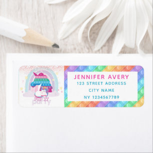 Unicorn Pop It Birthday Return Address Label