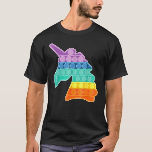 Unicorn Pop Rianbow Push Bubble Fidget Sensory Toy T_Shirt