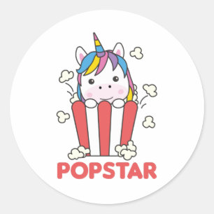Unicorn Popcorn Whats Poppin Funny PopStar Classic Round Sticker