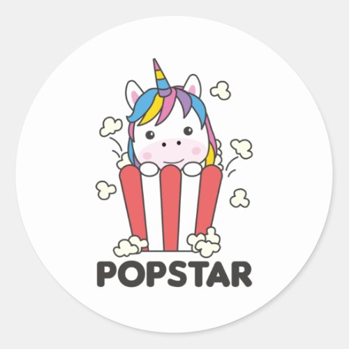 Unicorn Popcorn Whats Poppin Funny PopStar Classic Round Sticker