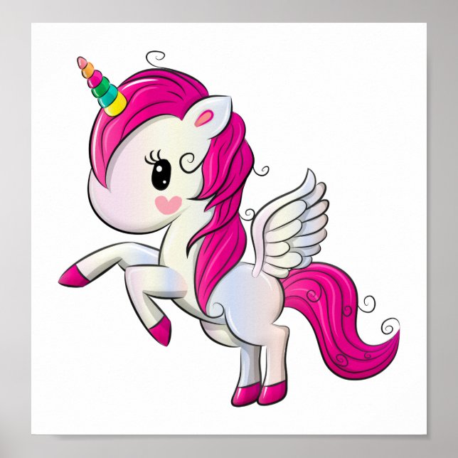 Unicorn Poster Girl's Room Decor Pink Rainbow (Front)