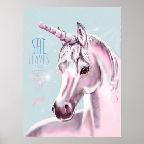 Unicorn Poster with Sparkle and Quote