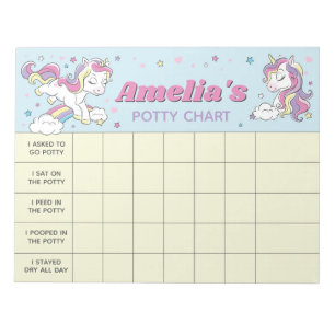 Unicorn Potty Chart Personalized Name & Tasks Notepad
