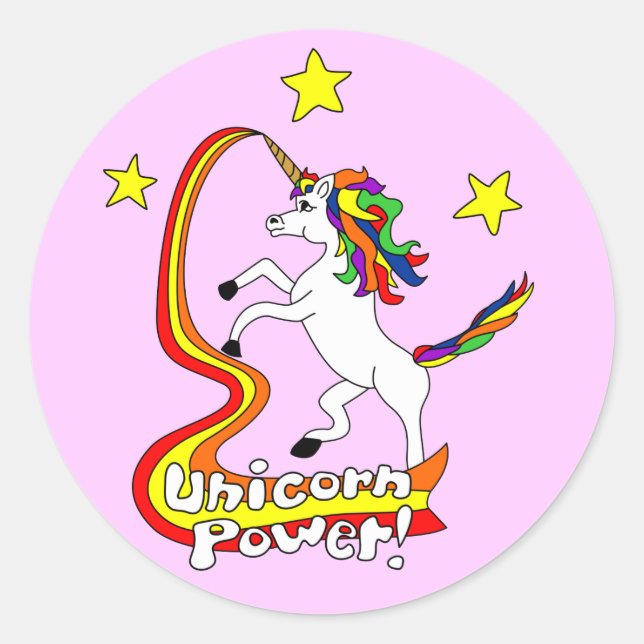 Unicorn Power! Classic Round Sticker (Front)