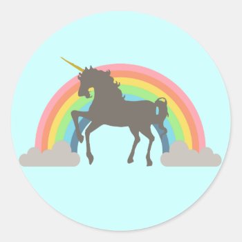 Unicorn Power Classic Round Sticker by Middlemind at Zazzle