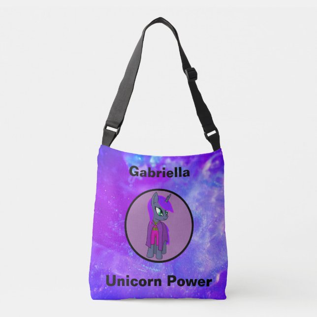 Unicorn Power Cute Purple Crossbody Bag (Front)