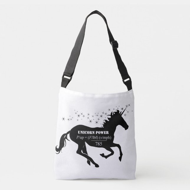 Unicorn Power Fake Math Formula Funny Crossbody Bag (Front)
