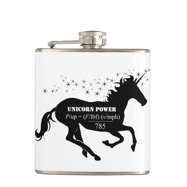 Unicorn Power Fake Math Formula Funny Flask (Front)