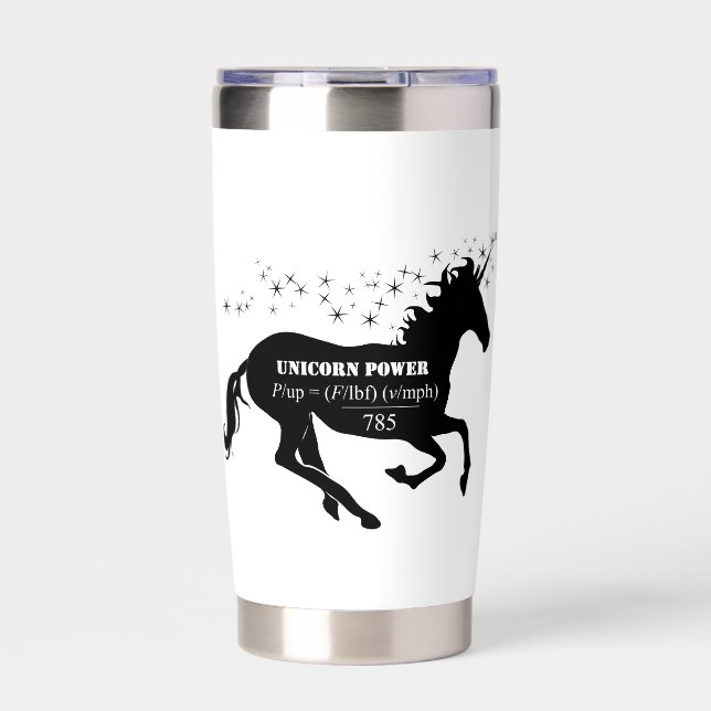 Unicorn Power Fake Math Formula Funny Insulated Tumbler (Front)