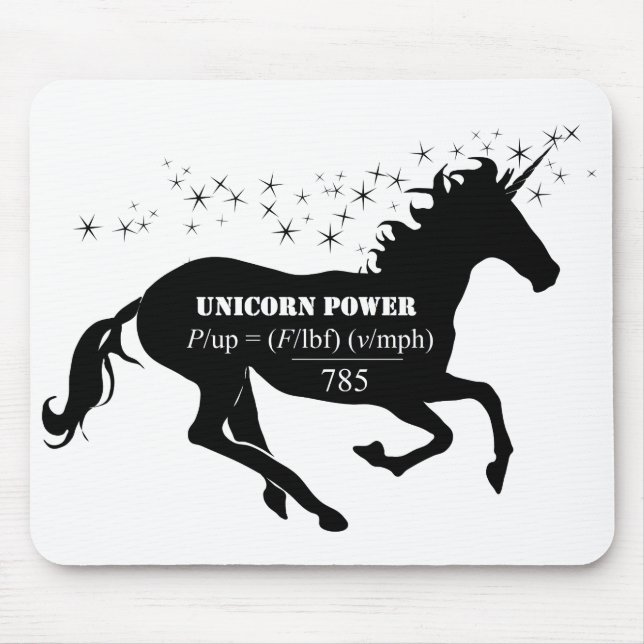 Unicorn Power Fake Math Formula Funny Mouse Pad (Front)
