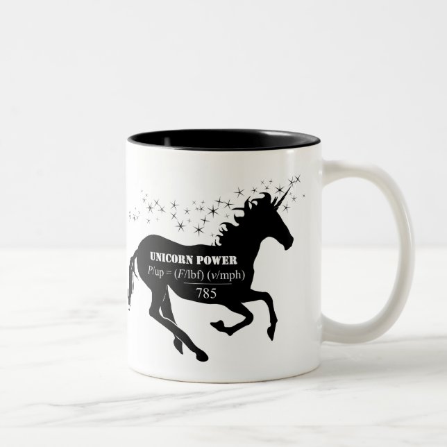 Unicorn Power Fake Math Formula Funny Two-Tone Coffee Mug (Right)