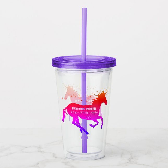 Unicorn Power Math Formula Acrylic Tumbler (Front)