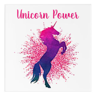 "Unicorn Power" Unicorn & Glitter Acrylic Wall Art