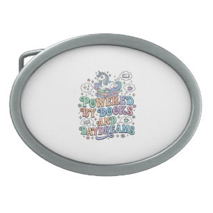 Unicorn Powered by Books and Daydreams Kawaii Vect Belt Buckle