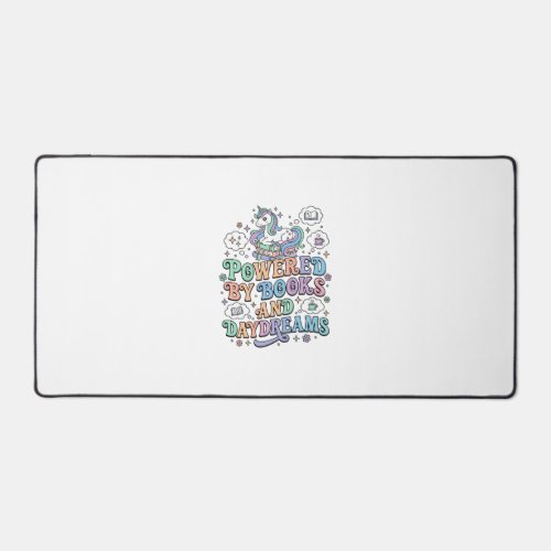Unicorn Powered by Books and Daydreams Kawaii Vect Desk Mat