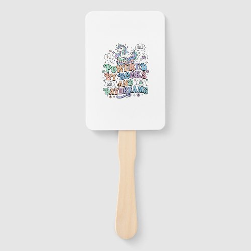 Unicorn Powered by Books and Daydreams Kawaii Vect Hand Fan