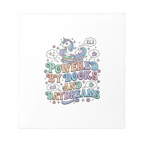 Unicorn Powered by Books and Daydreams Kawaii Vect Notepad