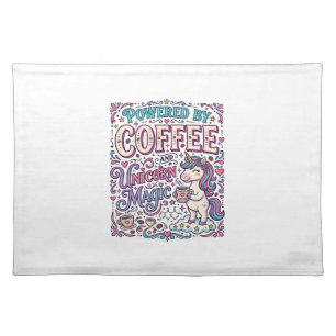 Unicorn Powered by Coffee and Unicorn Magic Colorf Cloth Placemat