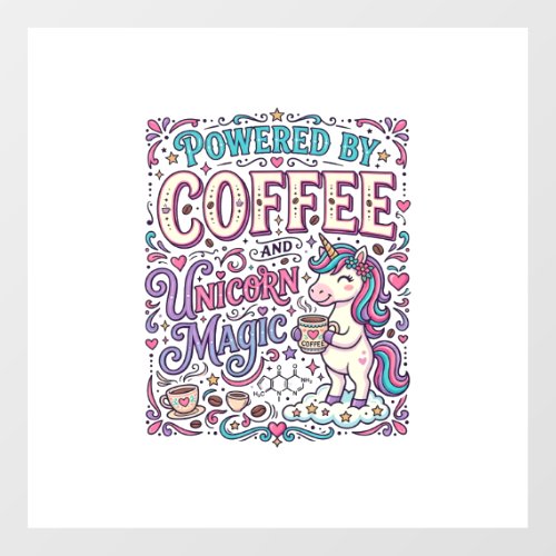 Unicorn Powered by Coffee and Unicorn Magic Colorf Floor Decals