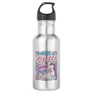 Unicorn Powered by Coffee and Unicorn Magic Colorf Stainless Steel Water Bottle