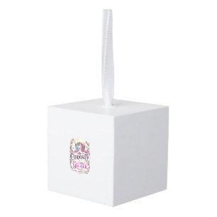 Unicorn Powered by Curiosity and Glitter Stylish W Cube Ornament