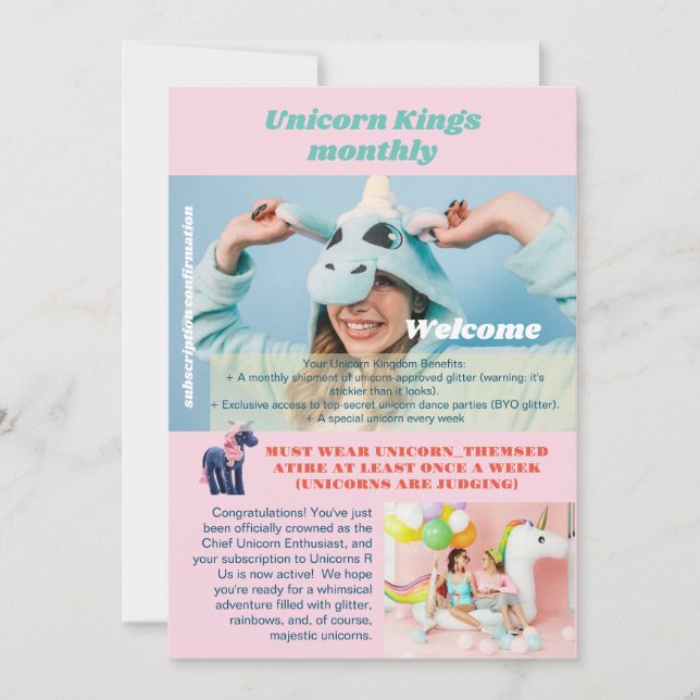 Unicorn Prank Birthday part 1, Unicorn prank party Holiday Card (Front)