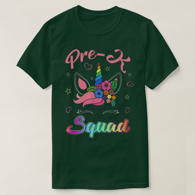 Unicorn Prek Squad Teacher Student Team Back To Sc T-Shirt (Design Front)