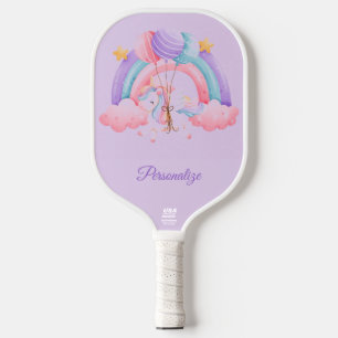 Unicorn Pretty Pastel Rainbow Balloon Official USA Pickleball Paddle