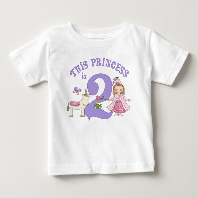 Unicorn Princess 2nd Birthday Baby T-Shirt (Front)
