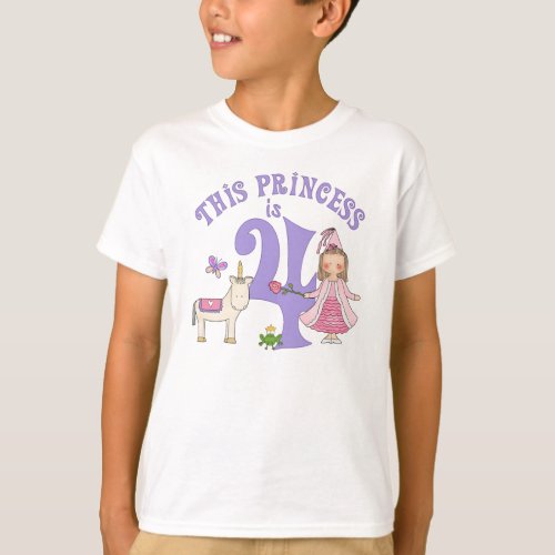 Unicorn Princess  4th Birthday T_Shirt