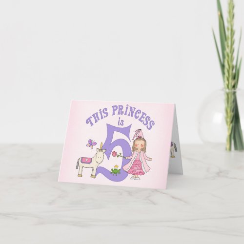 Unicorn Princess 5th Birthday Inviitation Thank You Card