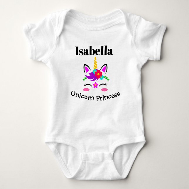 Unicorn Princess Baby Bodysuit (Front)