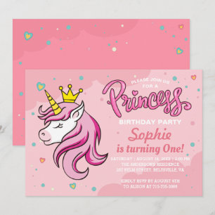 Unicorn Princess Birthday Party Invitation