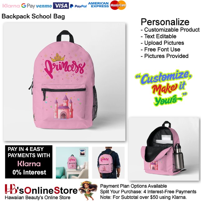 Unicorn Princess Castle Fantasy School Supplies 23 Printed Backpack (Unicorn Princess Castle Pink School Supplies Printed Backpack 23.)