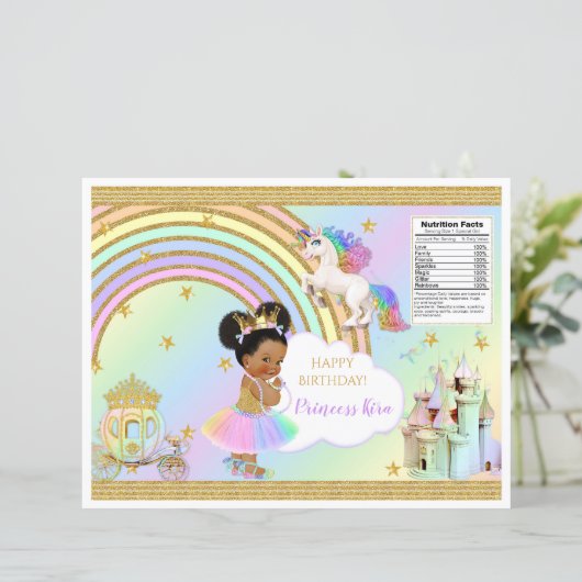 Unicorn Princess Castle Rainbow Baby Girl Chip Bag (Standing Front)