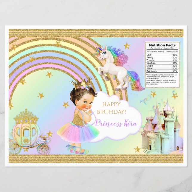 Unicorn Princess Castle Rainbow Baby Girl Chip Bag Flyer (Front)