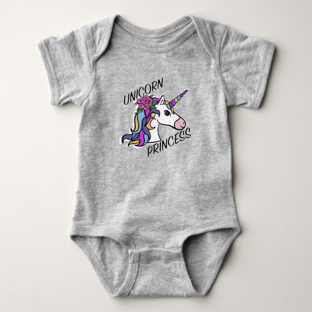 Unicorn Princess Design - Baby Jersey Bodysuit (Front)