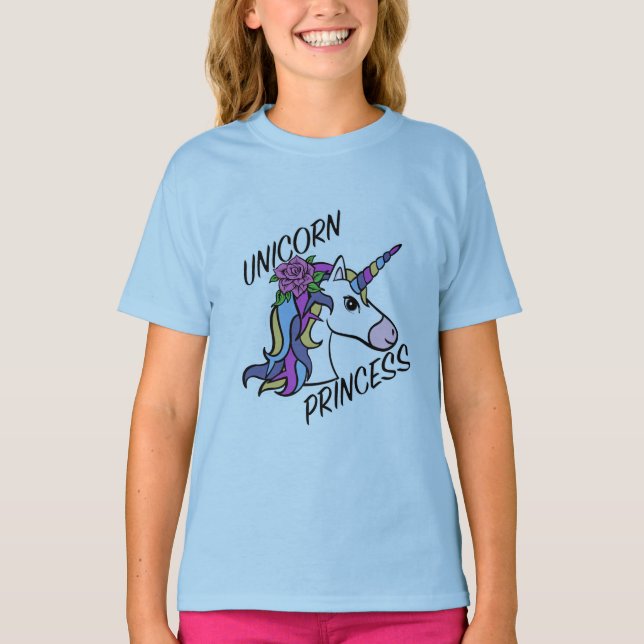Unicorn Princess Design - Girls' Basic T-Shirt (Front)