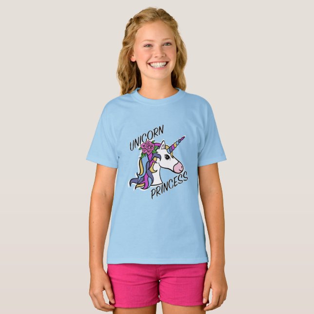 Unicorn Princess Design - Girls' Basic T-Shirt (Front Full)
