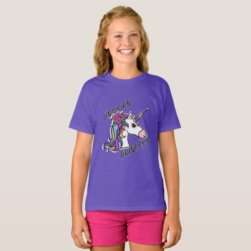 Unicorn Princess Design _ Girls Basic T_Shirt