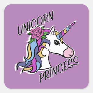 Unicorn Princess Design - Square Stickers