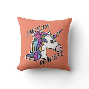 Unicorn Princess Design - Throw Pillow 16" x 16"